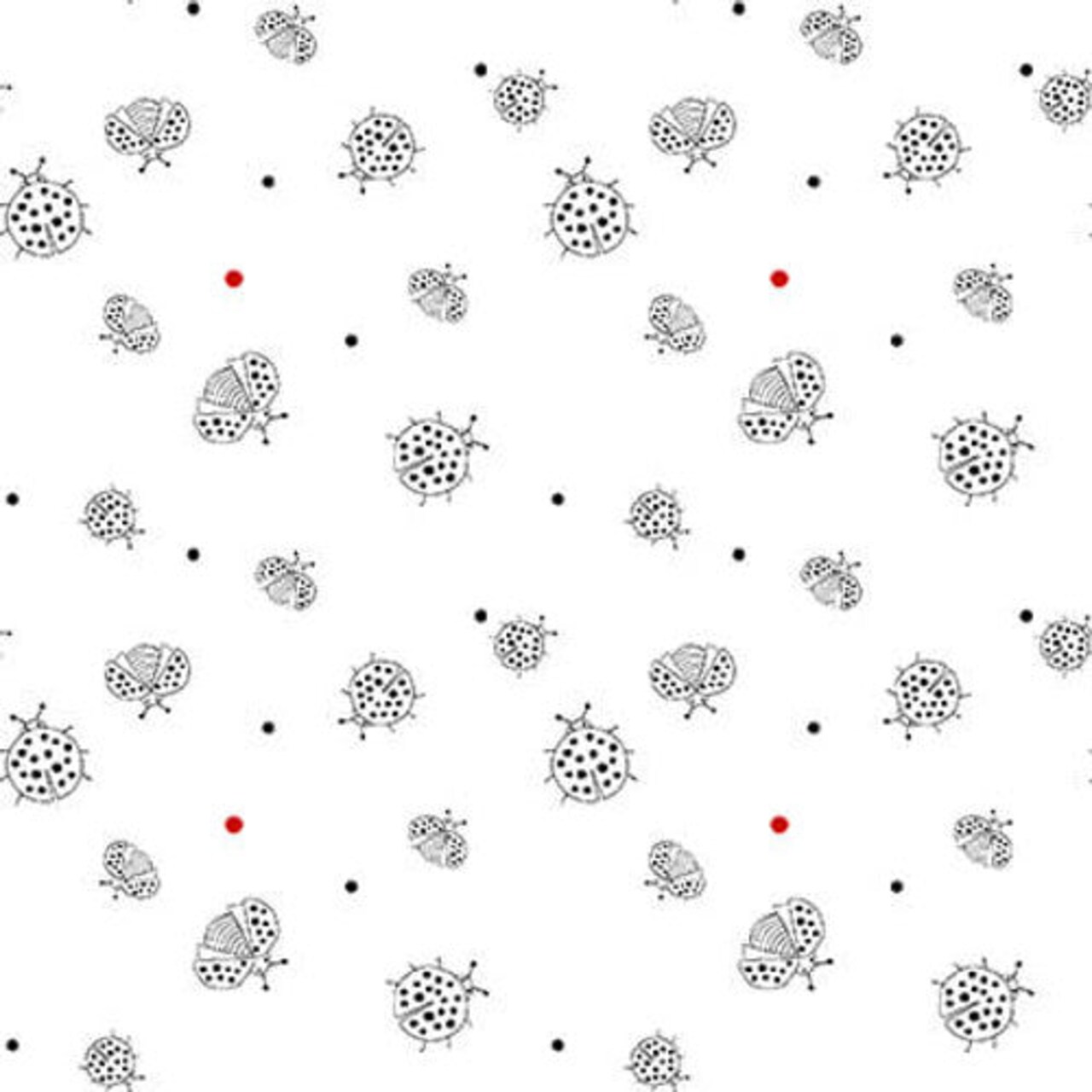Fabric Blank Quilting White Ladybugs Lower the Volume by the Quarter Yard 1942-01